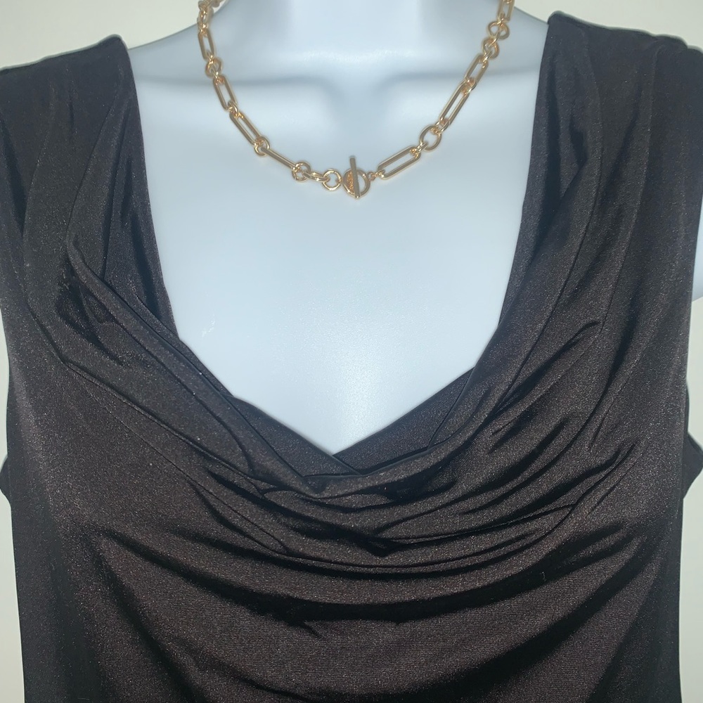 Caché sleeveless black ruched top. In perfect and pristine condition. Size S